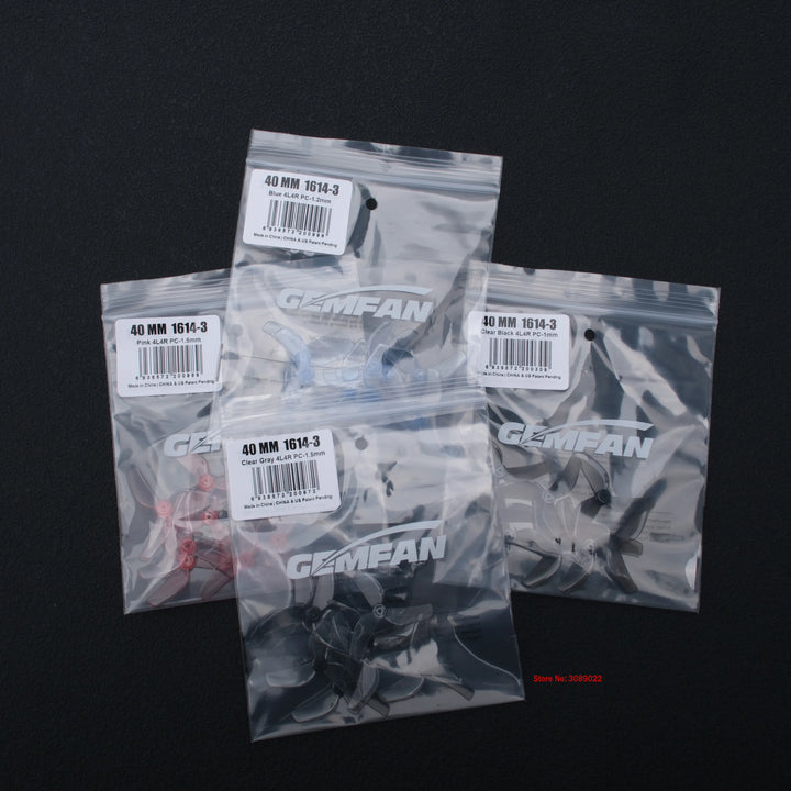 Gemfan 1614-3 40mm 3-Blade Micro Whoop Props 8 Pairs 1mm/1.5mm for 0802 Motors
