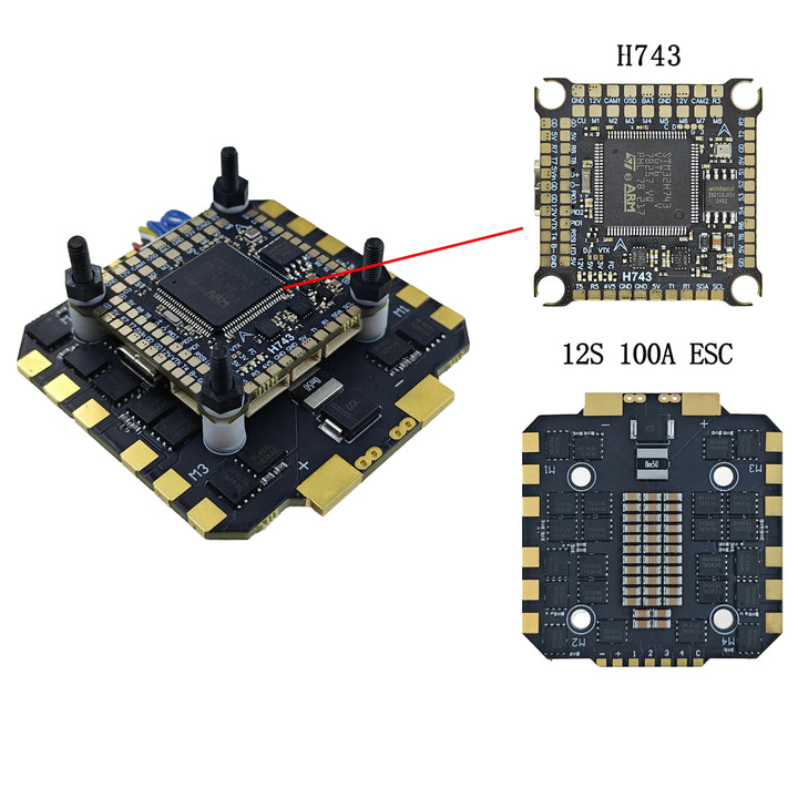 JIJIEFPV H743 Stack — 4-in-1 ESC + H7 FC Combo for 5-13" FPV Freestyle & Long Range Drones