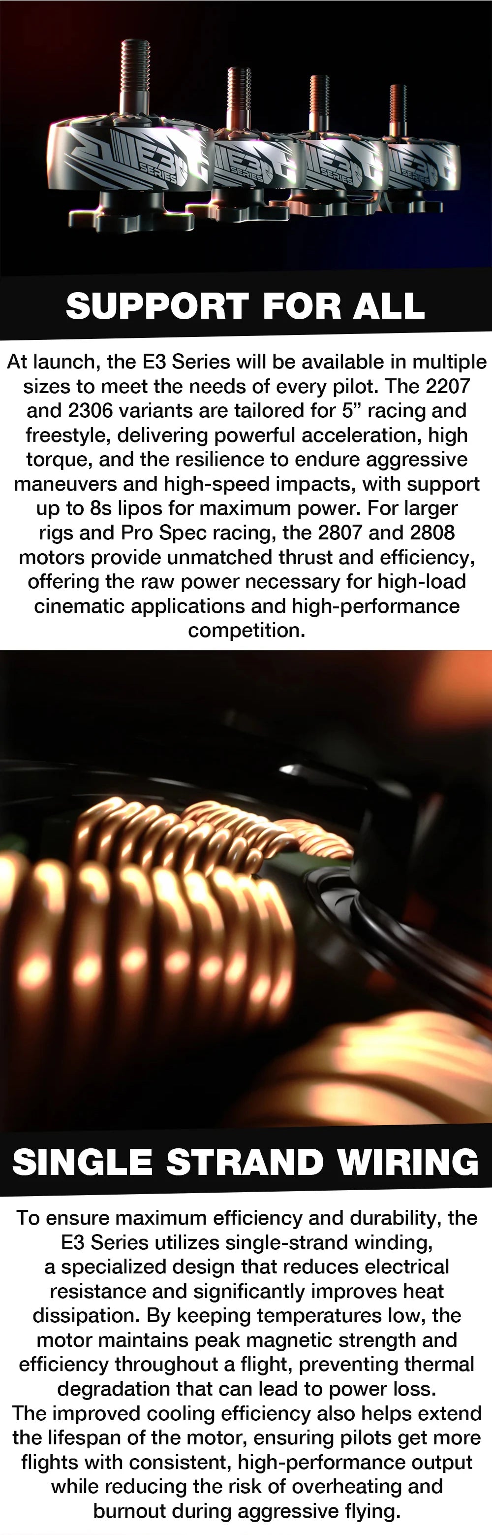 4pcs/lot Newest Emax ECOIII E3 2207 2306 2807 2808 Brushless Motor Compatible With 5inch 7inch FPV Drone