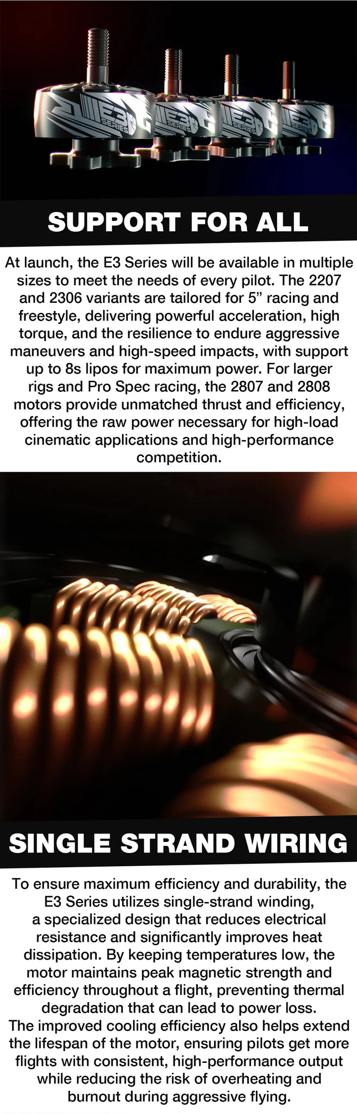 4pcs/lot Newest Emax ECOIII E3 2207 2306 2807 2808 Brushless Motor Compatible With 5inch 7inch FPV Drone