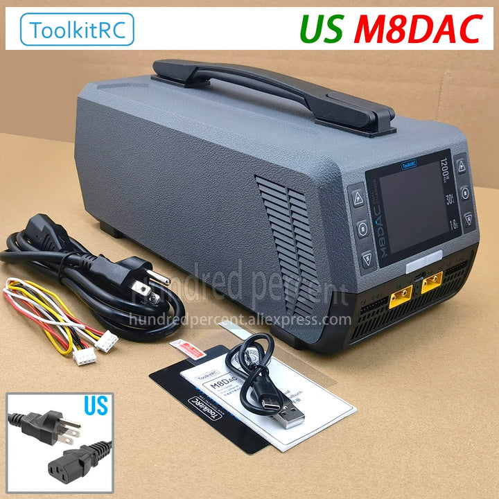 ToolkitRC M8DAC Dual-Channel Battery Charger - 1-8S 1200W AC 50A/30A IPS Display Smart Charger for LiPo RC Batteries