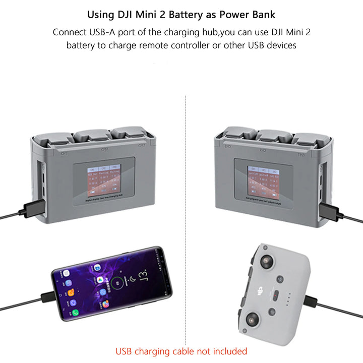 For DJI Mini 2 Mini SE, Mini 4K, Mini 2 SE Battery +Three-Way USB Charging Hub for Mini 2 Intelligent Flight Battery Accessories