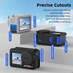 DJI Action 5 Pro/4/3 Silicone Case - Lens Cap Lanyard Protector