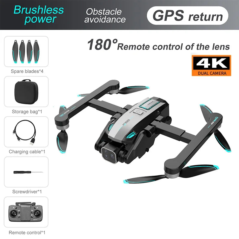 New S188 GPS Drone 8K Professinal HD Camera With Wide Angle Dual Foldable Helicopter WIFI FPV Height Hold Childrens Toys Gifts - Thedroneflight