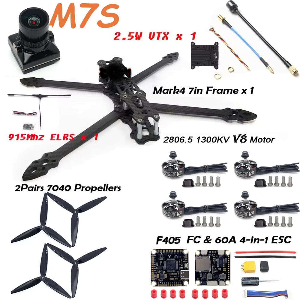 MARK4 7" Long Range FPV Frame Kit 2807 Motor F405 FC 60A ESC