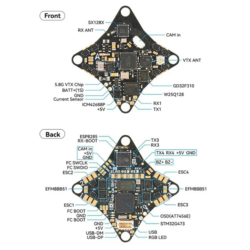 Air Brushless FC Flight Controller 5-IN-1 Flight Controls ESC VTX OSD Receiver Aio Module For FPV Drone Whoop Air65/75