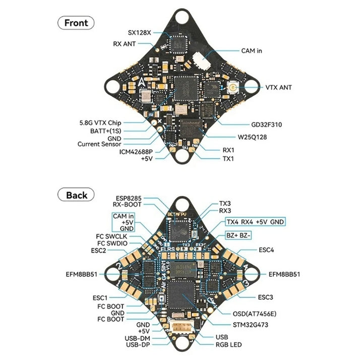 Air Brushless FC Flight Controller 5-IN-1 Flight Controls ESC VTX OSD Receiver Aio Module For FPV Drone Whoop Air65/75