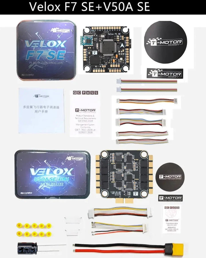 T-Motor Velox Cine F7 SE Stack — F7 FC + V50A 6S 4-in-1 ESC for FPV Cinewhoop Drones