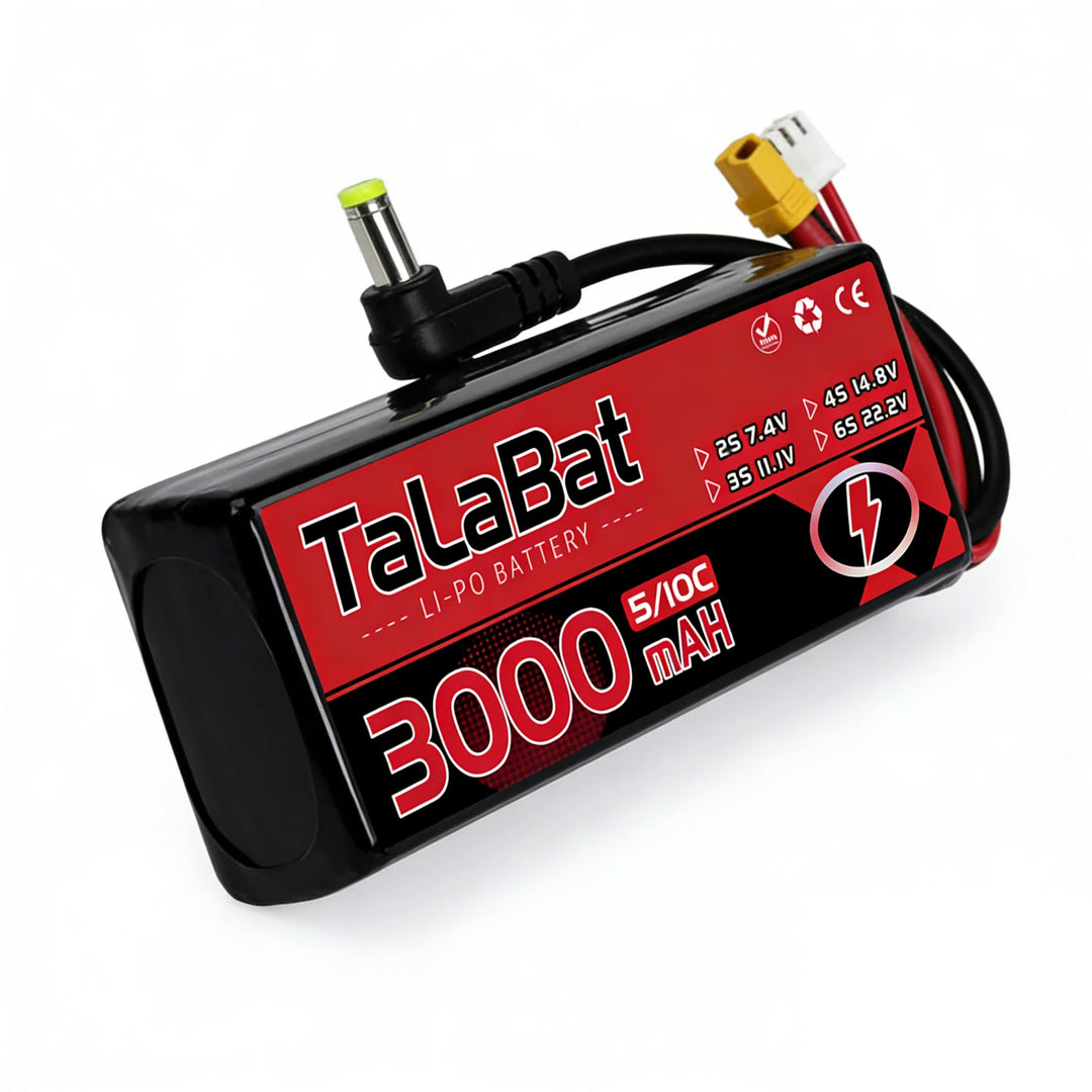 3000mAh 2S 7.4V 5C LiPo Battery with Power Indicator — Fatshark, Skyzone, Aomway FPV Goggles