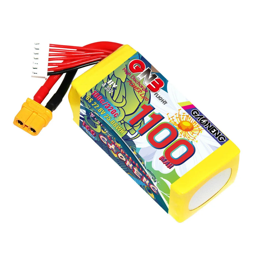 GNB 2S/3S/4S/6S/8S 160C LiPo Battery 2-Pack - 650/880/1100/1300/1400/1530/1630mAh XT60 FPV Racing Drone