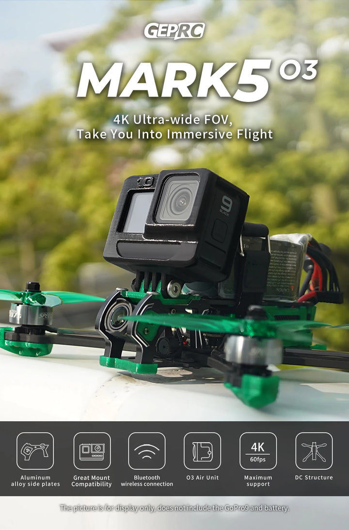 GEPRC New MARK5 HD O3 Freestyle FPV Drone VTX O3 Air Unit Green System 6S RC FPV Built Bluetooth Quadcopter Freestyle Drone