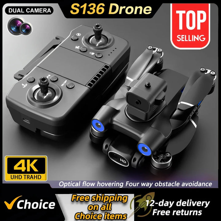 S136 Drone WIFI GPS 360° Laser Obstacle Avoidance Brushless Motor 4K HD Dual Camera Optical flow localization RC Quadcopter Toys