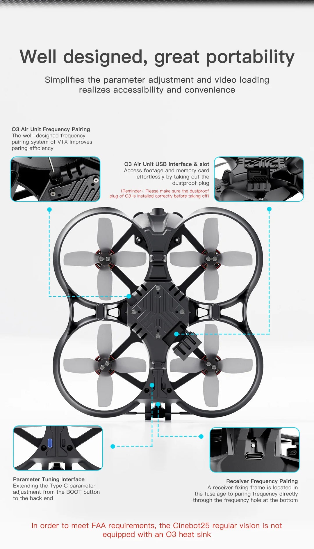 GEPRC Cinebot25 S HD O3 FPV Drone 2.5inch G4 45A AIO FC 1505 4300KV Motor RCintegrated 45A BLS ESC Racing Freestyle Quadcopter