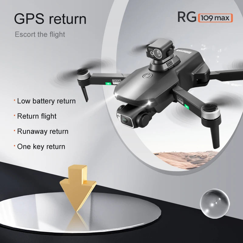 Professional RG109 MAX 25min Drone GPS 8K HD Camera 360° Obstacle Avoidance Brushless 5G WiFi Mini Quadcopter RC Airplane 1200m