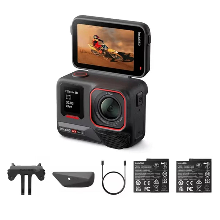 Insta360 Ace Pro 2 Action Camera — Leica Lens, 1/1.3" 8K Sensor, Dual AI Chip, 2.5" Flip Screen, Waterproof, Wind Guard, Single/Dual Battery