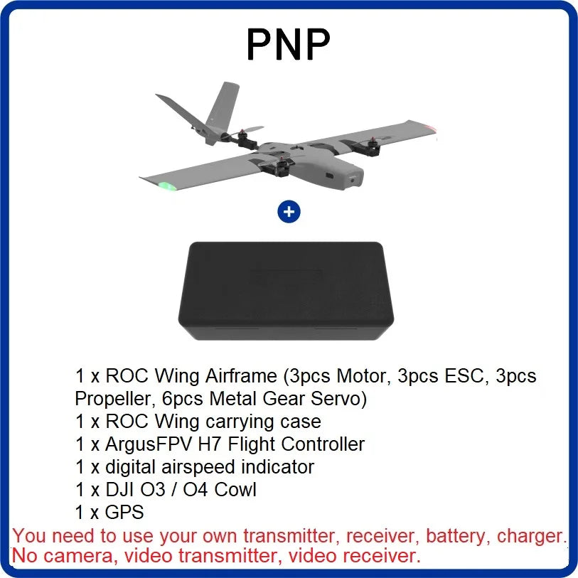 Argus 1200mm ROC Wing VTOL Fixed-Wing UAV — ArgusFPV H7 FC, GPS, 40–60km Range, PNP