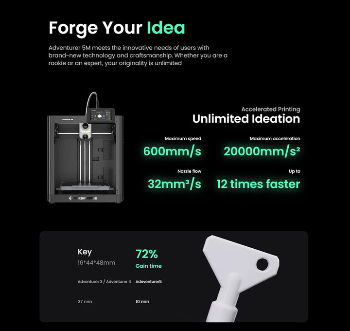 Flashforge Adventurer 5M 3D Printer | High Speed Auto-Leveling Direct Extruder