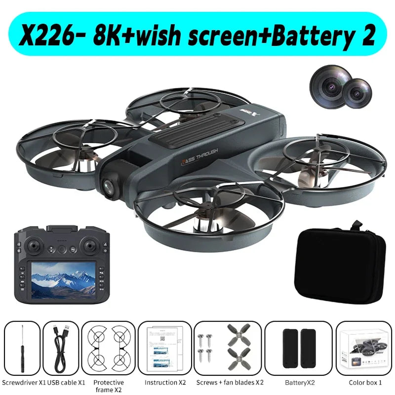New Xiaomi Drone X226/X226VR Drones 8K Profession HD Wide Angle Camera WiFi FPV RC Helicopter Large Screen Foldable Quadcopter