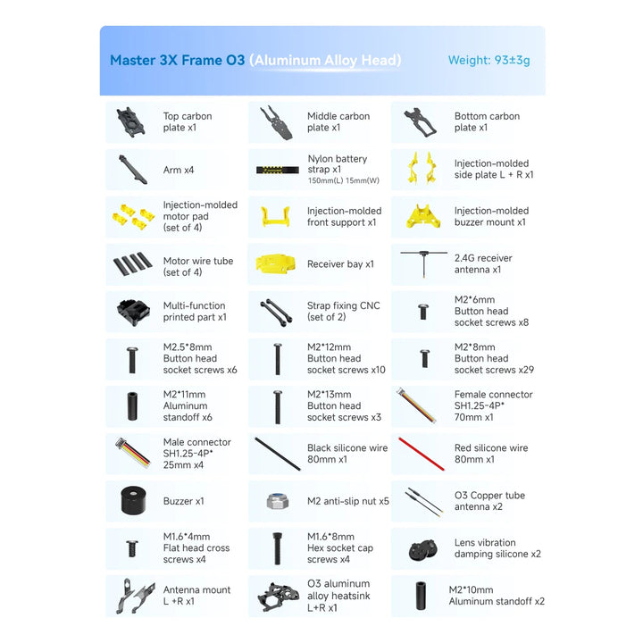 SpeedyBee Master3X 3-3.6 Inch FPV Drone Frame Modular Carbon Fiber Racing Freestyle Quadcopter Frame for RC Drone DIY