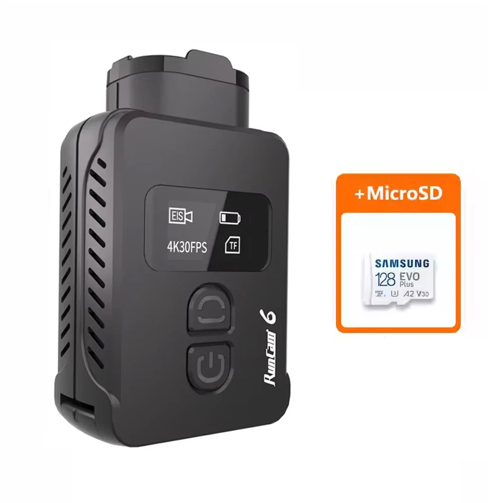 RunCam 6 — 4K 30fps FPV Action Camera, Sony IMX377 12MP, MP4, Micro SD, 19×19×27mm, 160° FOV, for FPV Drones