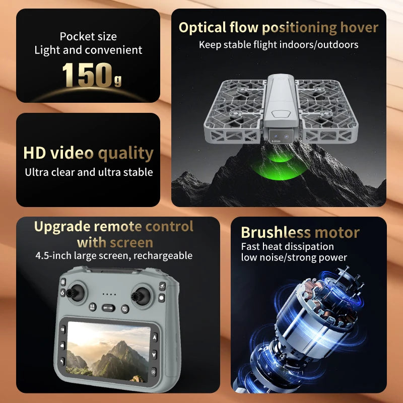 S161 MAX Drone - 4K HD Dual Camera with Screen & Brushless Motor