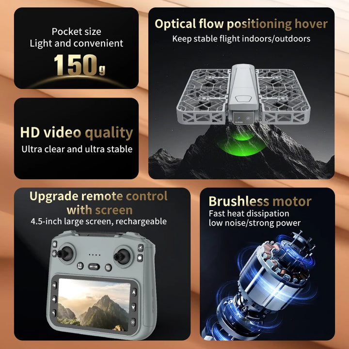 S161 MAX Drone - 4K HD Dual Camera with Screen & Brushless Motor