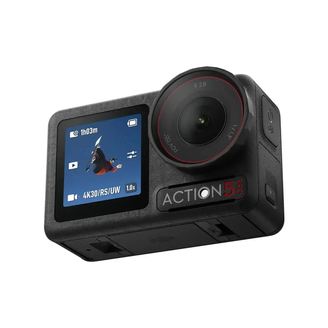 DJI Osmo Action 5 Pro — 1/1.3" Sensor, 4K/120fps, 13.5 Stops, 360° HorizonSteady, 4hr Battery, Dual OLED, 20m Waterproof