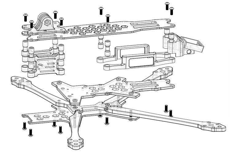 RUSHFPV STP Aquila 7" Carbon Fiber Frame - 295mm FPV Racing Freestyle Drone Kit