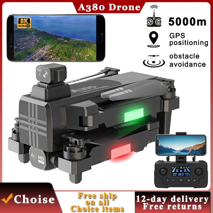 A380 Fpv Drone 3-axis Gimbal Optical Flow 8K HD Camera Hover GPS Positioning Dron Profesional Professional Drone with Camera