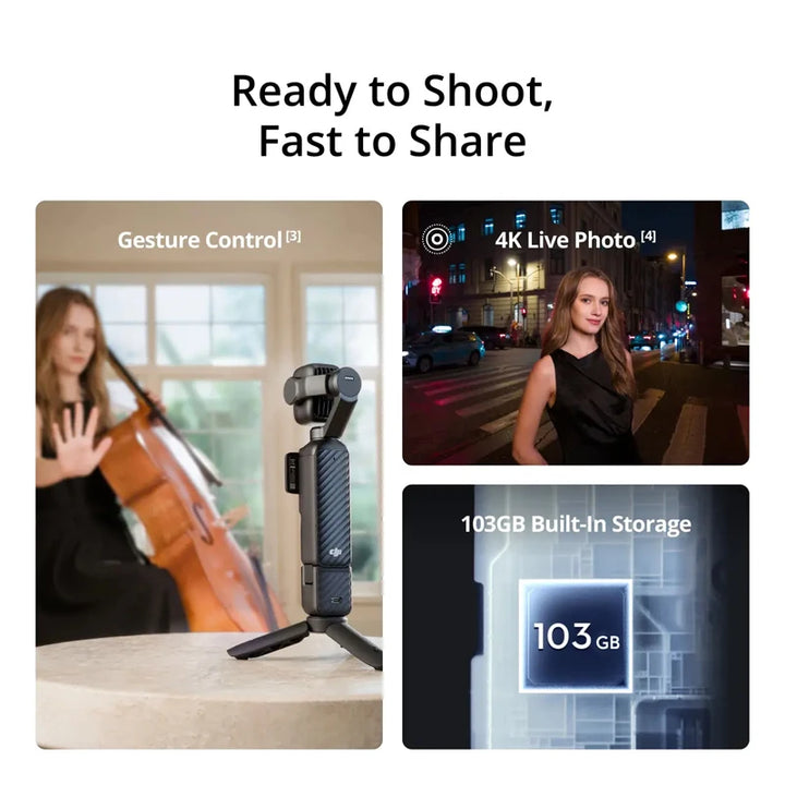 DJI Osmo Pocket 4P Standard Combo — Dual Camera, 1-Inch CMOS, 4K/240fps, 17-Stop Dynamic Range