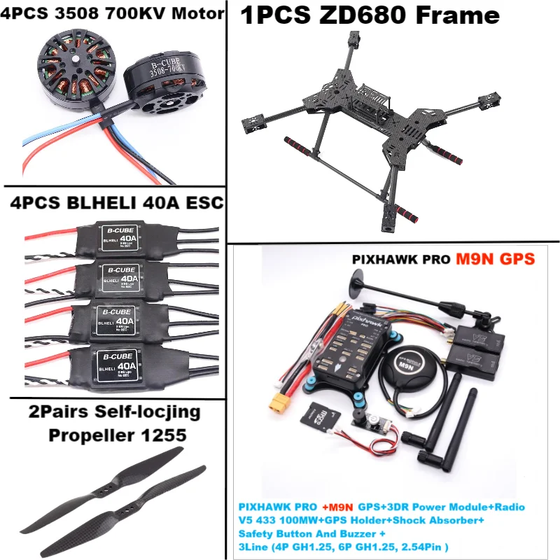 New ZD680 PRO M8N/M9N/M10 Full Carbon Fiber Hexa-Rotor Foldable Arm Hexacopter Frame Kit PIXHAWK with Unflodable Landing Gear
