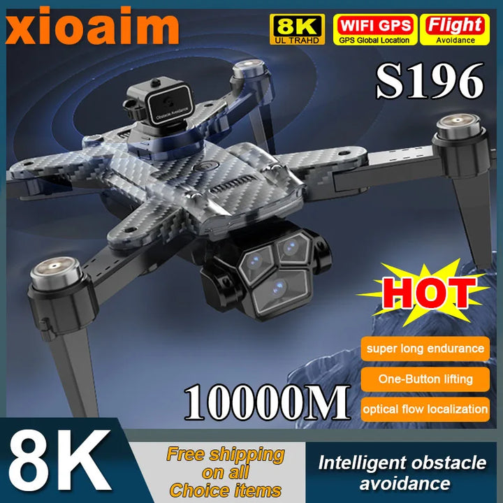 For Xiaomi S196 Drone 6K 8K 5G WIFI HD Dual Camera Aerial Photography Automatic Return Obstacle Avoidance 7.4V Long Endurance