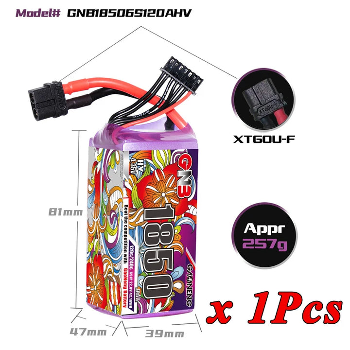 GNB 4S/6S LiPo Battery 120C - 1100/1300/1500/1850mAh XT60 FPV Racing Drone Helicopter