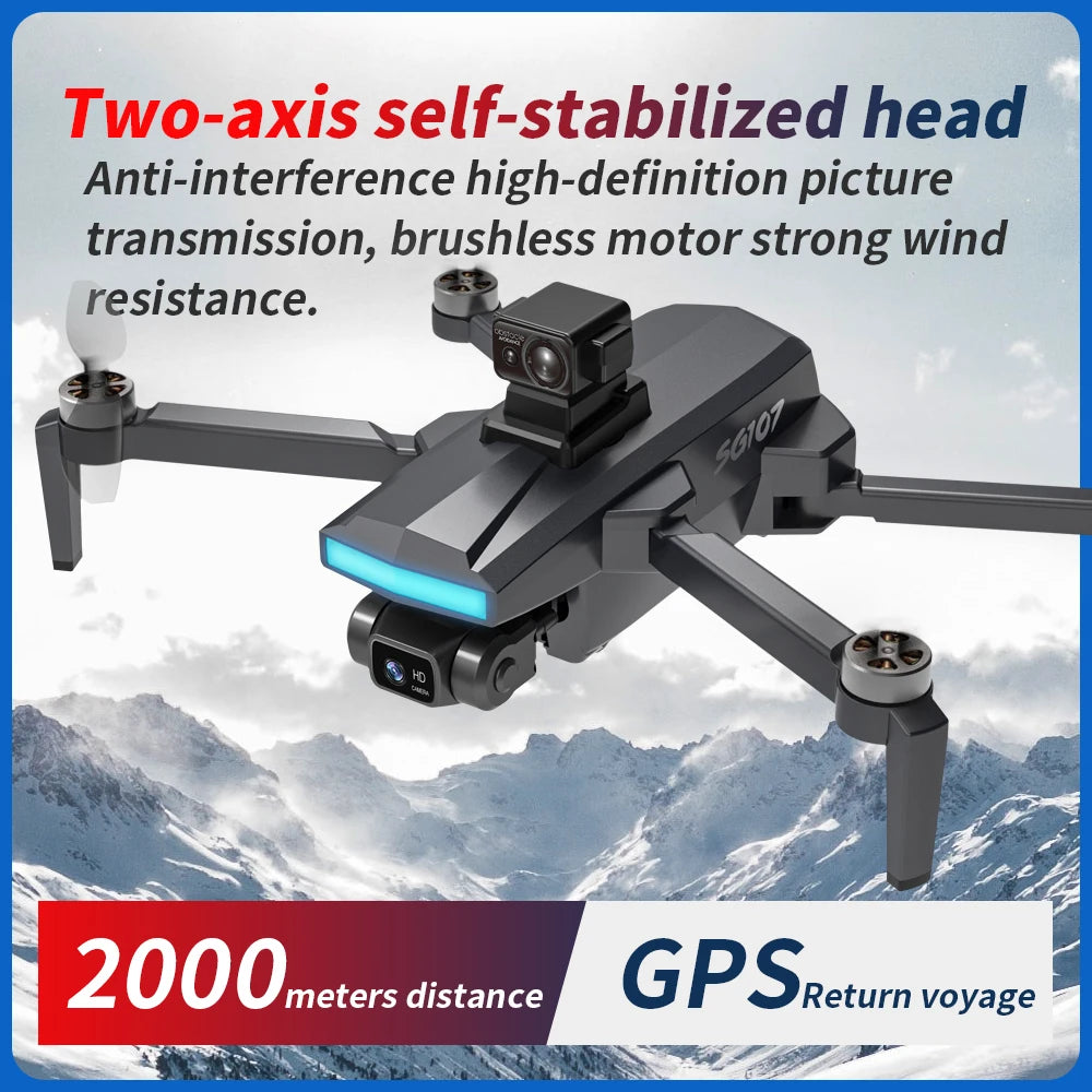 SG107MAX2 Mini Drone WIFI 4K HD Dual Camera FPV Optical Flow Gesture Control Quadcopter Profesional Rc Drone