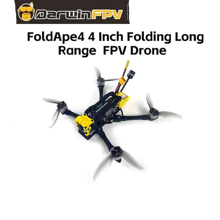 DarwinFPV  FoldApe4 4 Inch Folding Long Range FPV Drone F411 15A ELRS AIO Quadcopter