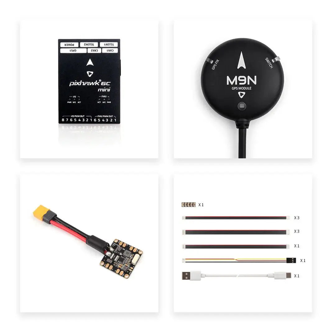 Holybro Pixhawk 6C Mini Flight Controller — Compact FMU v6C, PX4 & ArduPilot, Optional PM02/PM06 Power Module & M9N/M10 GPS
