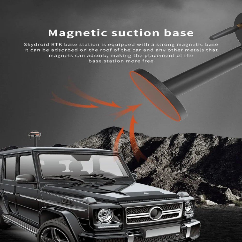 Skydroid RTK Base Station — L1+L2 Dual-Frequency GPS, 2cm Accuracy, 915MHz, 12,000mAh 50H, Telescopic Rod, Magnetic Base, IP-Rated, Portable