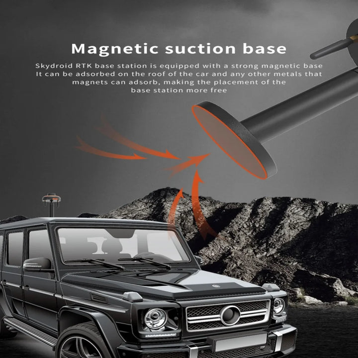 Skydroid RTK Base Station — L1+L2 Dual-Frequency GPS, 2cm Accuracy, 915MHz, 12,000mAh 50H, Telescopic Rod, Magnetic Base, IP-Rated, Portable