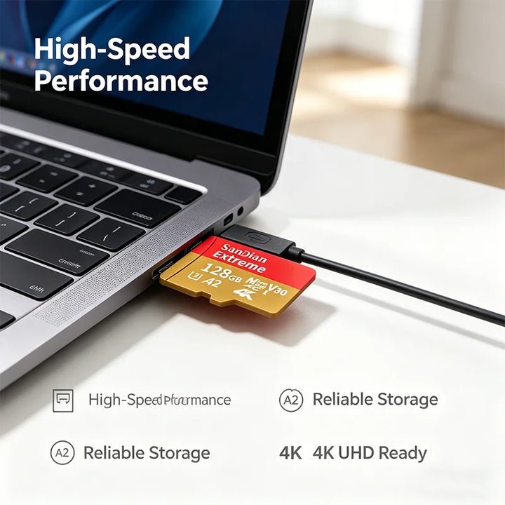 High-Speed MicroSD & SD Memory Card — Class 10, U3, V30, 100MB/s | 128GB to 2TB