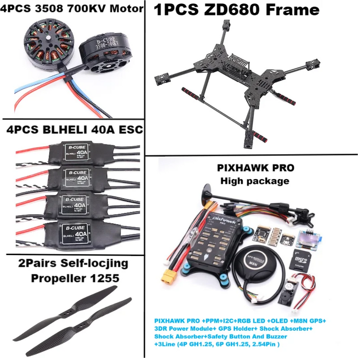 New ZD680 PRO M8N/M9N/M10 Full Carbon Fiber Hexa-Rotor Foldable Arm Hexacopter Frame Kit PIXHAWK with Unflodable Landing Gear