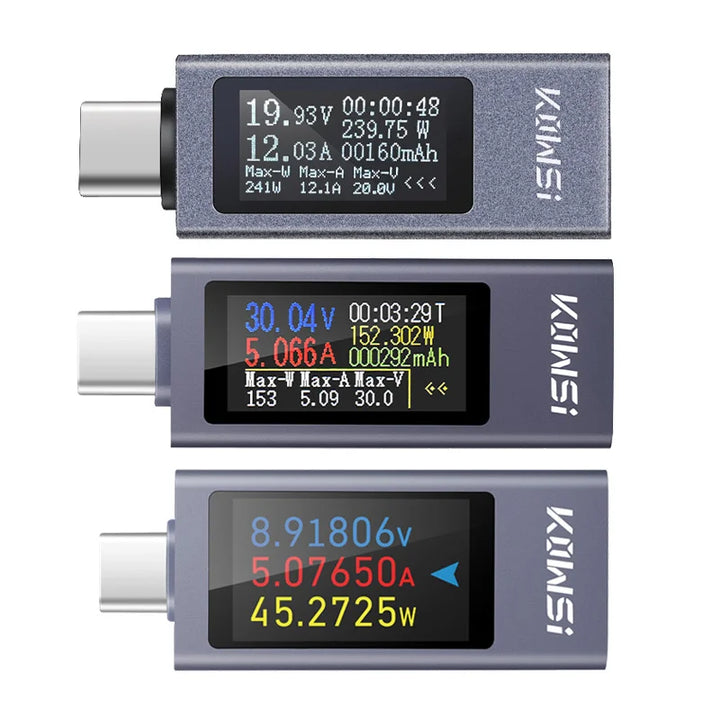 Type-C USB Power Meter DC 4-30V 12A - Digital Voltage Ammeter Tester