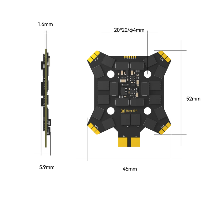iFlight Borg 5S RX Stack (60R ESC) Flight Controller Built-in ELRS 2.4GHz Receiver Support LIHV battery for Racing FPV Parts