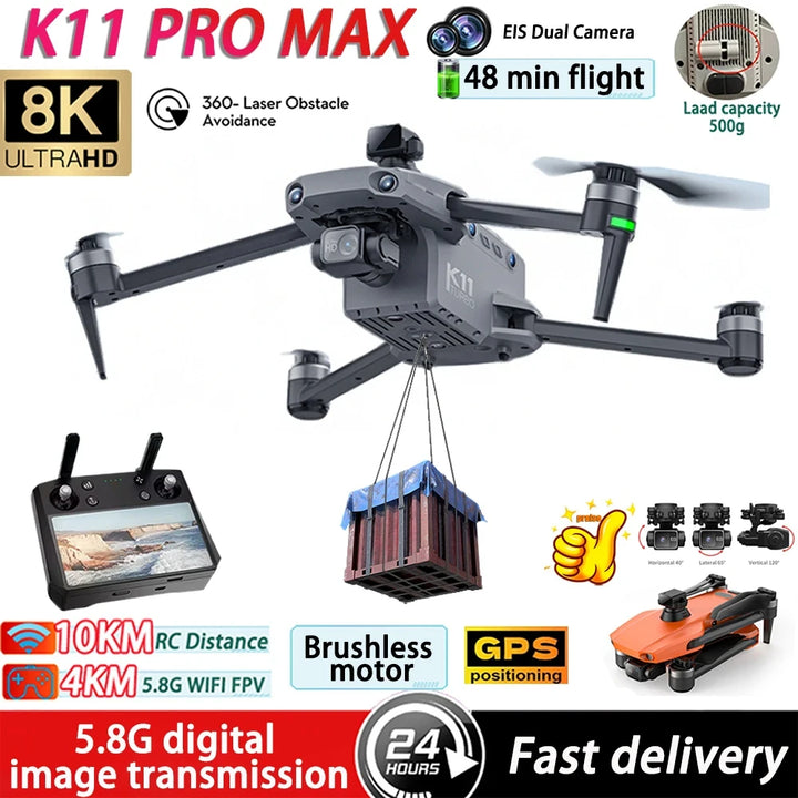 K11 Tubro GPS Drone Professional 8K Video HD Dual Camera Aerial Photography 360° Obstacle Avoidance Brushless Quadcopter RC Toys