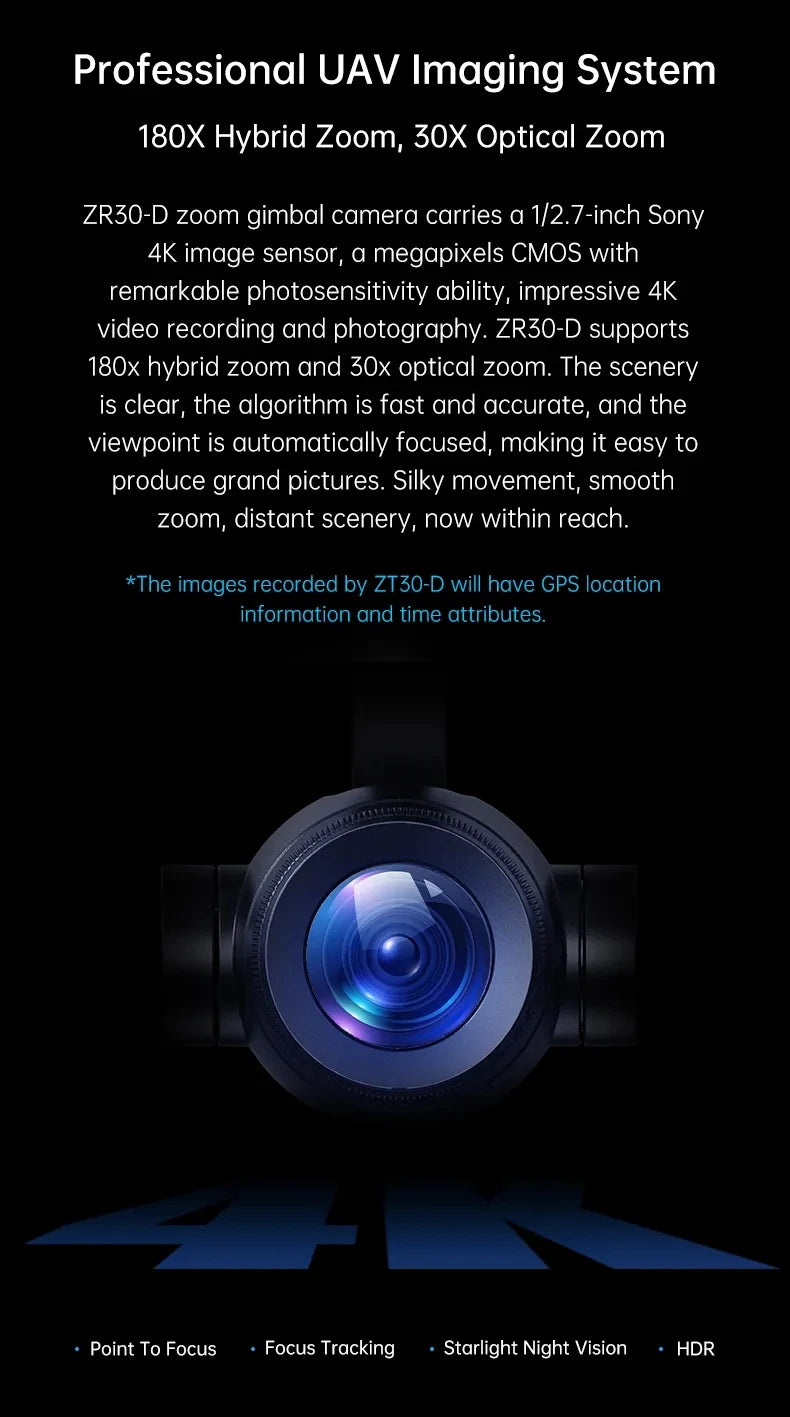 SIYI ZR30-D 4K 8MP Ultra HD 180X Hybrid 30X Optical Zoom Gimbal Camera DJI Matrice 300 RTK Drone M300 Payload Surveillance