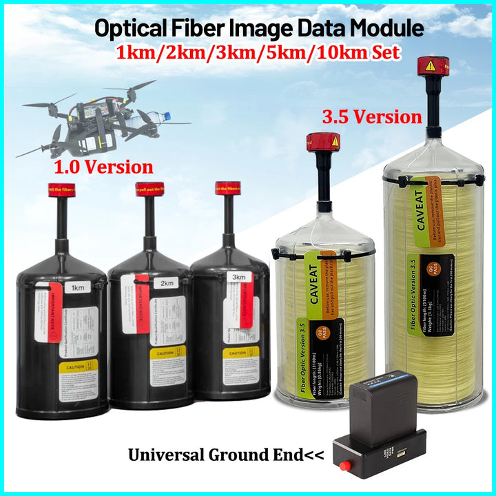 FPV Drone Optical Fiber Image Data Module 1km/2km/3km/5km/10km Anti-interference Relay Extender Optical Link Sky Up to 20km