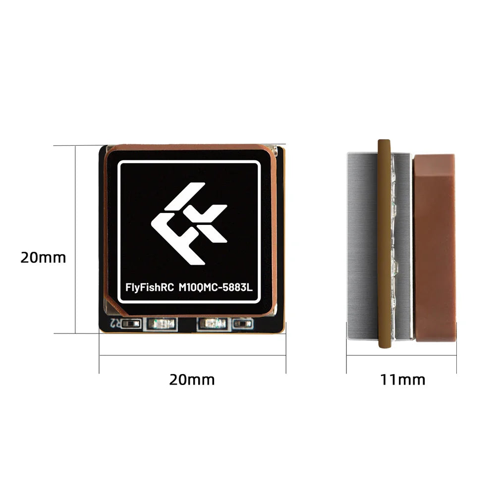 FlyFishRC M10QMC GPS Module - 72-Channel 10Hz with QMC5883L Magnetometer 20x20mm for FPV Drones