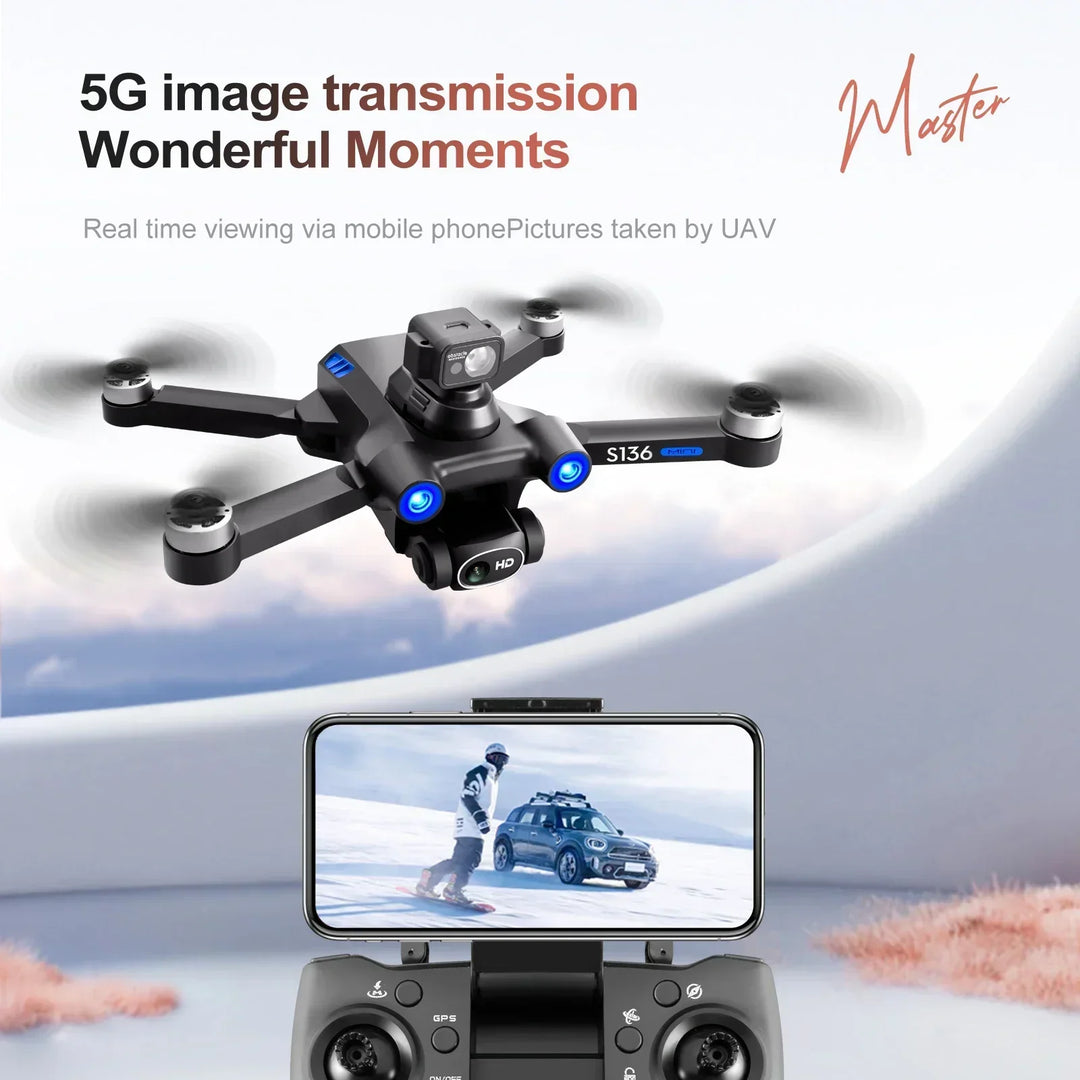 S136 GPS Rc Drone 4K HD Dual Camera Professional 5G Aerial Photography Obstacle Avoidance Brushless Automatic Return Helicopter