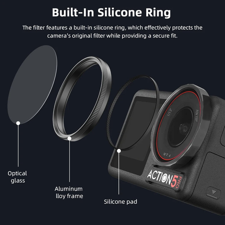 BRDRC UV/CPL/ND8/16/32/64 Filter Kits For DJI Osmo Action 3 4 5 Pro Optical Glass Aluminum Alloy Frame Action Camera Accessories