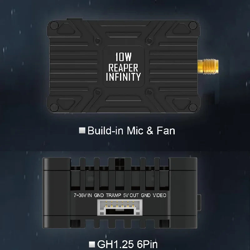 Foxeer Reaper Infinity V2 5.8GHz VTX — 2.5W / 5W / 10W, 80CH, 9–36V, 48g, 20×20mm, SMA, for FPV Long Range Drones