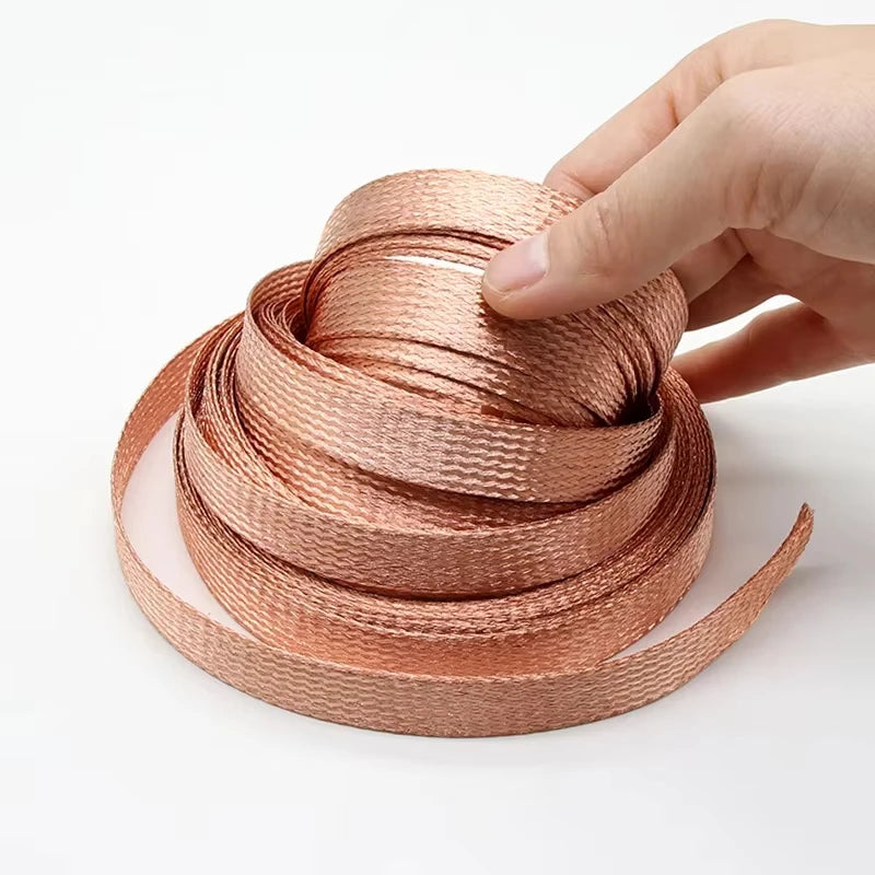Pure & Tinned Copper Braided Shielded Sleeve — 2–28mm, 1/5/10m, EMI RF Shielding for FPV, Audio, Automotive